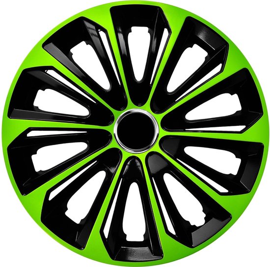 Foto: Nrm wieldoppen 14 zwart met groen set van 4 stuks abs duurzaam resistant