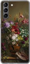Geschikt voor Samsung Galaxy S21 hoesje - Stilleven met bloemen in een Griekse vaas - Oude meesters - Kunst - Siliconen Telefoonhoesje