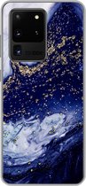 Geschikt voor Samsung Galaxy S20 Ultra hoesje - Marmer print - Goud - Natuurstenen - Siliconen Telefoonhoesje