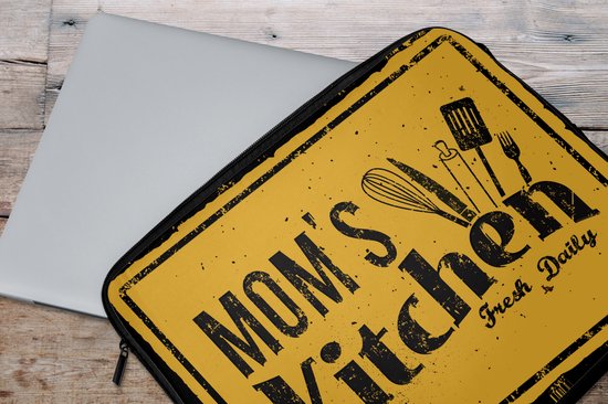 Housse pour ordinateur portable 15,6 pouces - Cuisine - Mère - Ustensiles de cuisine - Housse pour ordinateur portable - Taille intérieure 39,5x29,5 cm - Dos noir - Cadeau pour femme