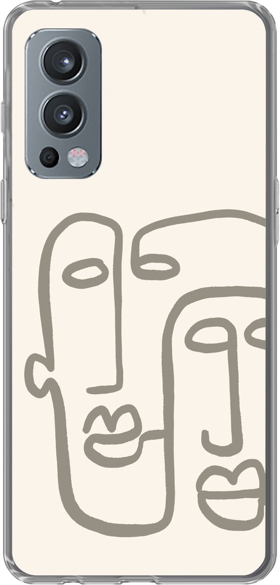 Telefoonhoesje Geschikt voor OnePlus Nord 2 5G hoesje - Gezicht - Abstract - Line art - Siliconen Telefoonhoesje Telefoonhoesje