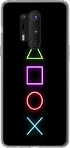 Geschikt voor OnePlus 8 Pro hoesje - Gaming - Neon - Console - Zwart - Controller - Gamen - Siliconen Telefoonhoesje