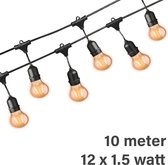 Lybardo lichtsnoer buiten - Lichtslinger - 10 meter inclusief 12 warm witte lampjes 1.5 watt | IP54 waterdicht