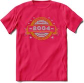 Premium Since 2004 T-Shirt | Zilver - Goud | Grappig Verjaardag en Feest Cadeau Shirt | Dames - Heren - Unisex | Tshirt Kleding Kado | - Roze - L