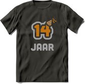 14 Jaar Feest T-Shirt | Goud - Zilver | Grappig Verjaardag Cadeau Shirt | Dames - Heren - Unisex | Tshirt Kleding Kado | - Donker Grijs - 3XL