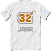 32 Jaar Feest T-Shirt | Goud - Zilver | Grappig Verjaardag Cadeau Shirt | Dames - Heren - Unisex | Tshirt Kleding Kado | - Wit - XL