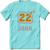 22 Jaar Feest T-Shirt | Goud - Zilver | Grappig Verjaardag Cadeau Shirt | Dames - Heren - Unisex | Tshirt Kleding Kado | - Licht Blauw - XXL