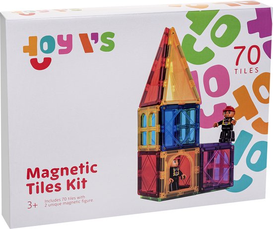 Jeu De Construction Magnétique 60 Pièces Pour Enfants - Coffret Métallique De Voyage, Formes Géométriques, 3 Ans Et Plus