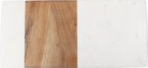 Be Home - Serveerplateau rechthoekig wit marmer met hout 39,5cm - Borrelplateaus - Borrelplank - Tapasplank