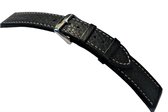 heren horlogeband-zwart-buffalo-calf 18 mm XL extra Lang
