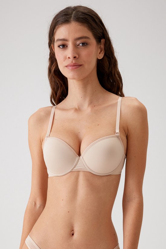 Viuma Dames Beige V601561 Milan Cup Beugel Push Up Gewatteerde Enkele Haak Micro T-shirt BH