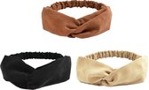 LIXIN Set 3 Stuks Haarbanden - Haarband Velvet Suede - Kleur 3 - Dames haarbanden - Sport haarbanden - Fluweel - Hoofdband - Volwassenen - Elastisch antislip - Atletisch - Gym - Da