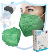 Virshields® FFP2 gezichtsmasker - PFE 94%, EN 149: 2001 + A1: 2009, 5 lagen, 10 stuks, filterend, EU, Groen