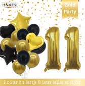 Cijfer Ballon 11 Jaar Black & Gold Boeket * Hoera 11 Jaar Verjaardag Decoratie Set van 15 Ballonnen * 80 cm Verjaardag Nummer Ballon * Snoes * Verjaardag Versiering * Kinderfeestje