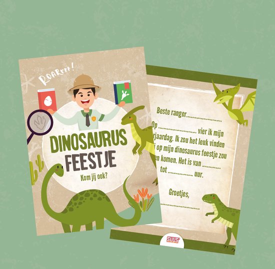 Dinosaurus kinderfeestje uitnodigingen, set van 10 stuks