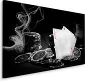 Schilderij - Poker Set, Speelkaarten, zwart/wit/rood, Premium Print