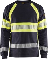 Blaklader Vlamvertragend T-shirt lange mouwen 3484-1761 - Marine/High Vis Geel - L