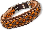 Hondenhalsband-Paracord en leer-Just2Go-Jaquar- Verstelbare band: 40-43cm