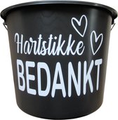 Cadeau emmer - Hartstikke Bedankt - 12 liter - zwart - cadeau - geschenk - gift - kado - surprise - bedankje