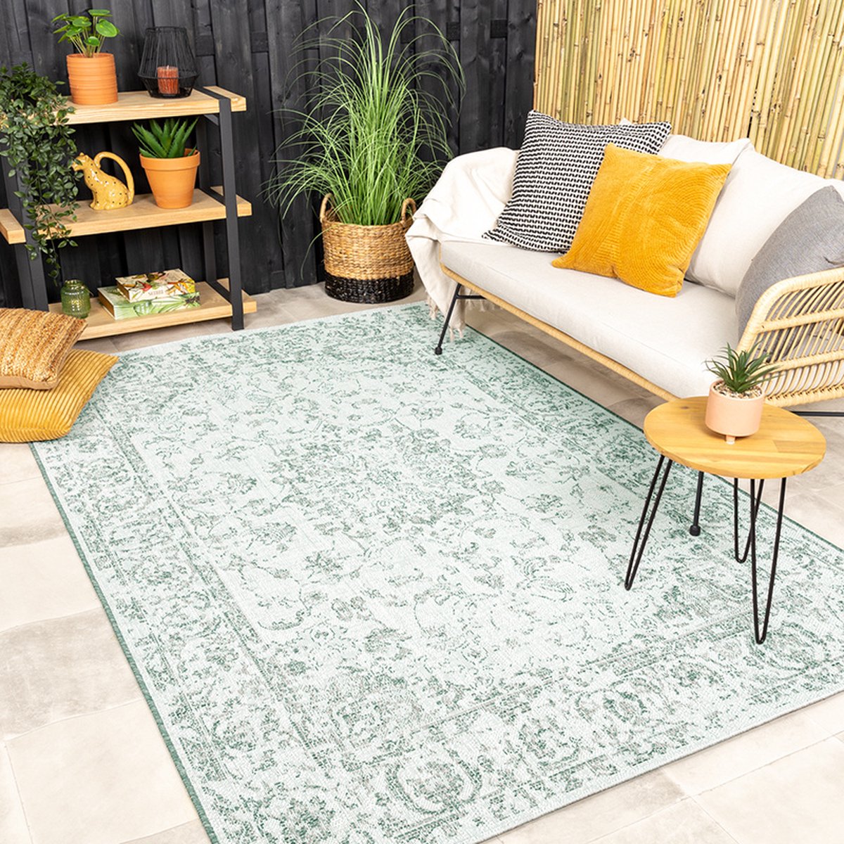 Fraai Vintage buitenkleed - Victoria Oriental Groen - 140x200cm