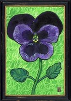 Lijstje hout zwart Paars viooltje, 34x23,5cm