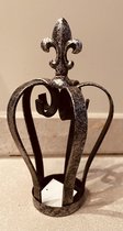 Kroon - theelichthouder/windlicht - kroon - zwart - metaal - L13xB13xH21 cm