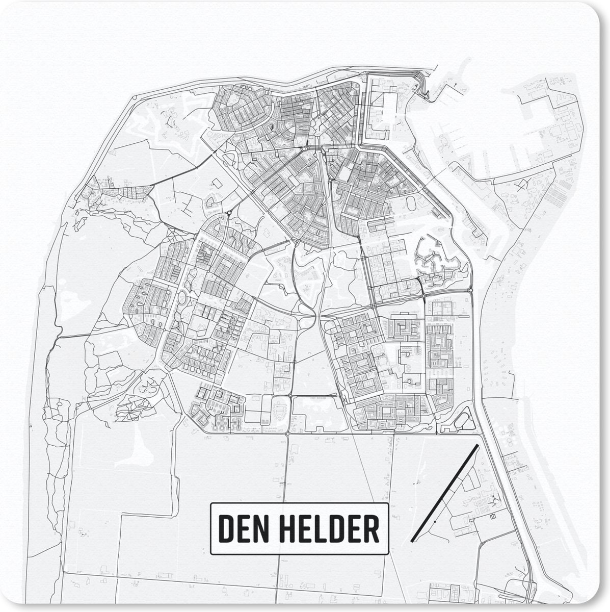 Muismat 30x30 cm - Mousepad Stadskaart Den Helder - Muismatten