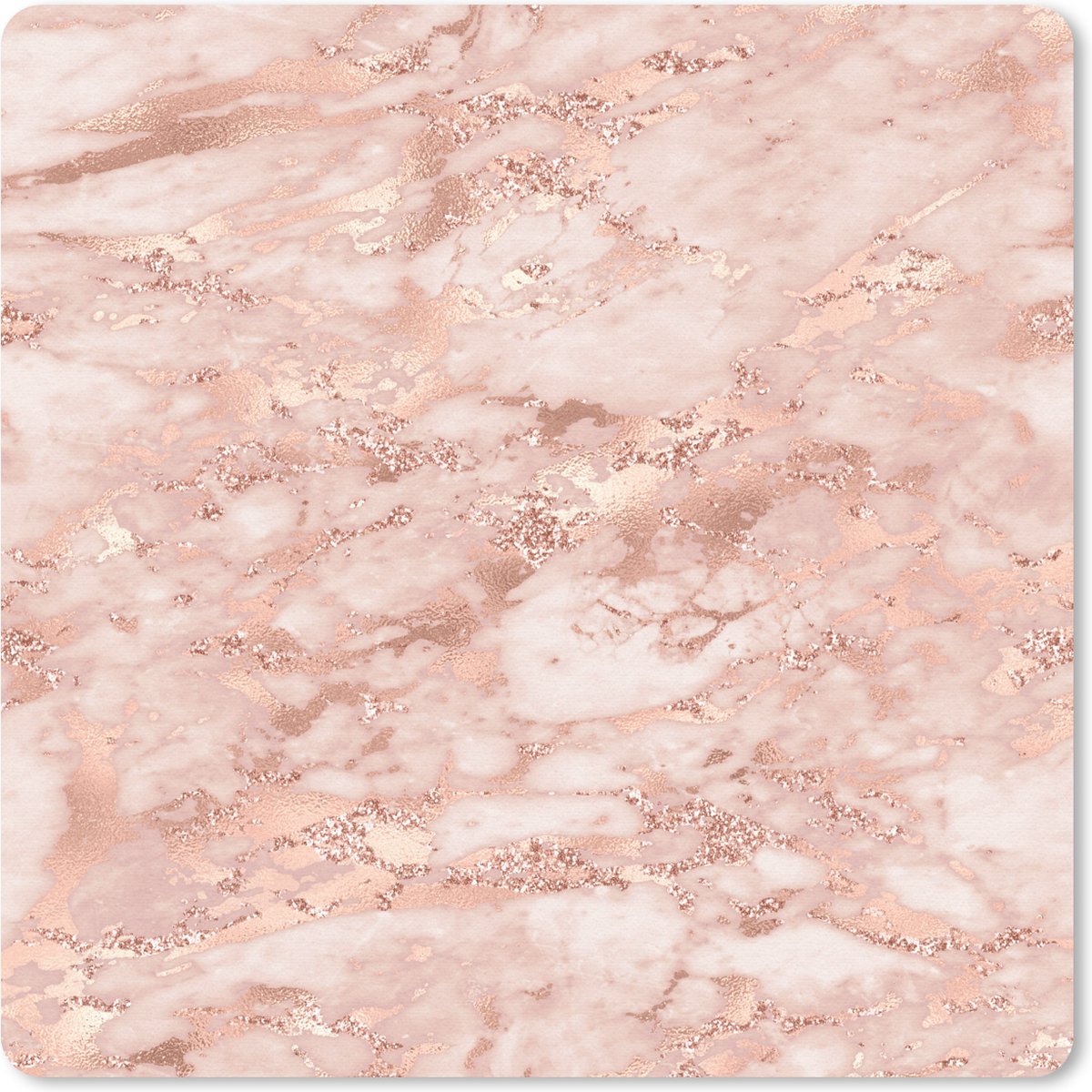 Muismat 30x30 cm - Mousepad Marmer - Wit - Roségoud - Muismatten