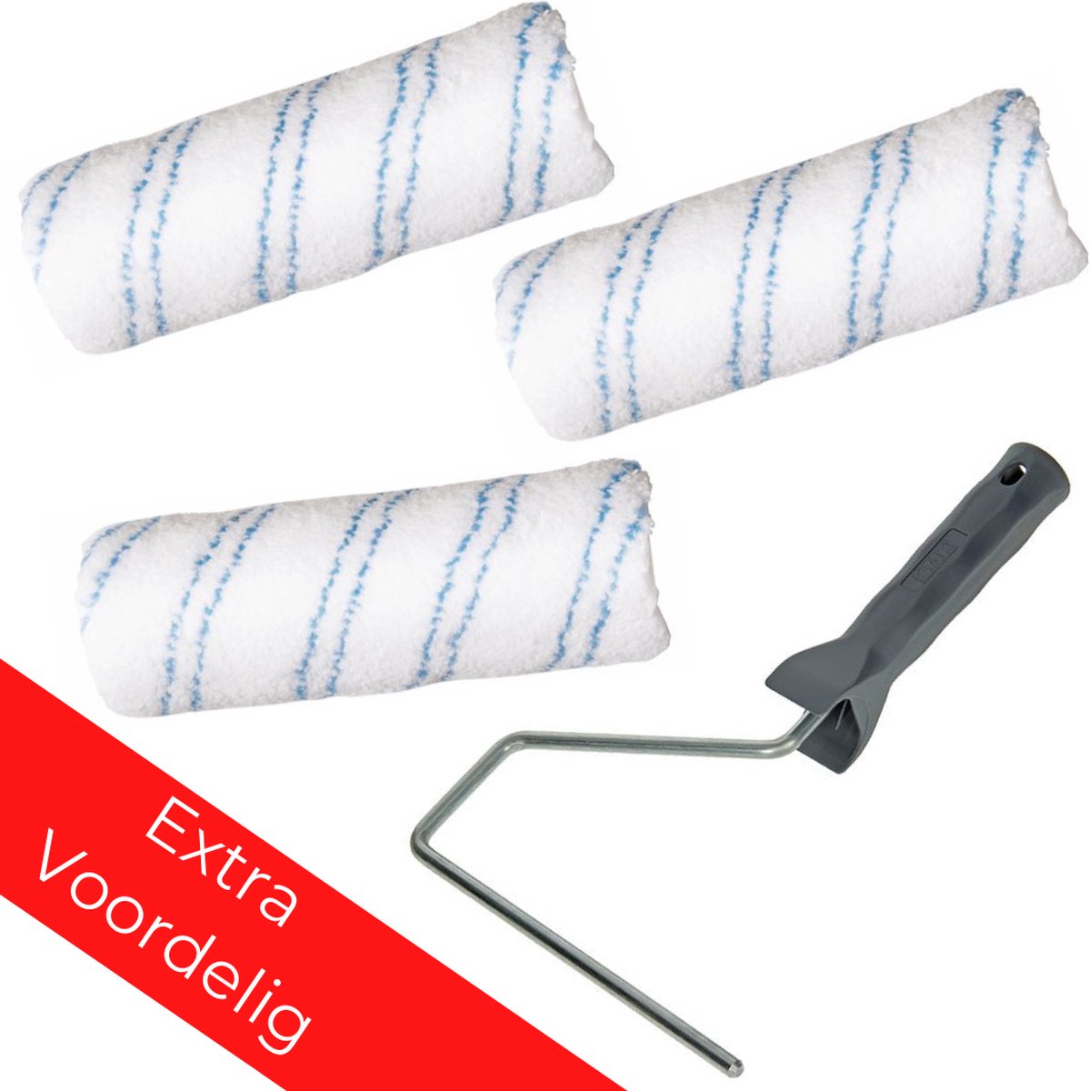 Actie Muurverf Set - 3 Microvezel Rollers 18 cm + Beugel
