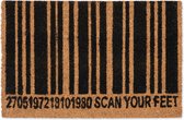 Relaxdays deurmat barcode - kokosmat - 60 x 40 cm - mat voordeur - voetmat - natuur/zwart