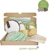 green-goose® Duurzaam Verzorgingspakket Purus | 7-delig | 15 Herbruikbare Wattenschijfjes | Zachte Mega Pad | Biokatoen | Hennepvezel