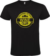 Zwart T shirt met "Member of the Wine Club " print Goud size XXL
