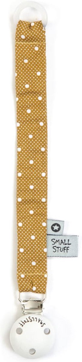 Goedkoopste Smallstuff Fopspeenketting-speenkoord-baby-geel- mosterd met stippen-22 cm