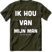 Ik Hou Van Mijn Man T-Shirt | Bier Kleding | Feest | Drank | Grappig Verjaardag Cadeau | - Leger Groen - S