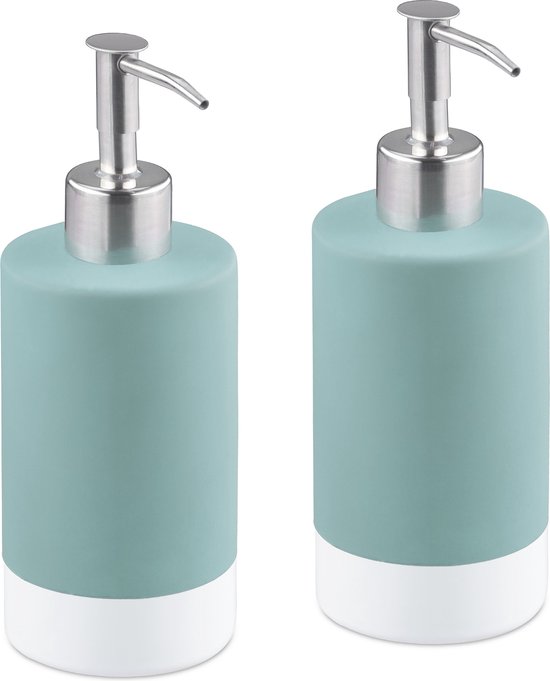 Relaxdays zeeppompje 300 ml - set van 2 - hervulbare handzeep dispenser - zeepdispenser  wc | bol.com