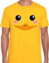 Eend / badeendje gezicht verkleed t-shirt geel voor heren - Carnaval fun shirt / kleding / kostuum S
