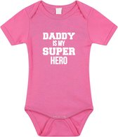 Daddy super hero cadeau romper roze voor babys / meisjes - Vaderdag / papa kado / geboorte / kraamcadeau - cadeau voor aanstaande vader 56 (1-2 maanden)