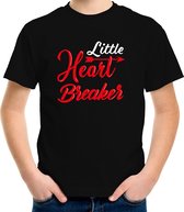 Little heartbreaker cadeau t-shirt zwart voor kinderen - Valentijnsdag kado shirt S (122-128)