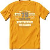 75 Jaar Legend T-Shirt | Zilver - Wit | Grappig Verjaardag en Feest Cadeau | Dames - Heren - Unisex | Kleding Kado | - Geel - M