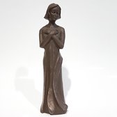 Rob Kunen / Skulptuur / Beeld / Vrouw - bruin / goud - 10 x 10 x 39 cm hoog.
