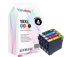 Inktdag inktcartridge voor Epson 18XL multipack van 4 kleuren voor Epson Expression Home XP202, XP205, XP30, XP302, XP305, XP402, XP405, XP412,…
