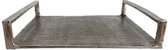 Dienblad  - robuuste pewter dienblad  - 30 x 30 cm - met handvatten