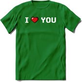 I Love You - Valentijn T-Shirt | Grappig Valentijnsdag Cadeautje voor Hem en Haar | Dames - Heren - Unisex | Kleding Cadeau | - Donker Groen - XXL