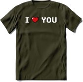 I Love You - Valentijn T-Shirt | Grappig Valentijnsdag Cadeautje voor Hem en Haar | Dames - Heren - Unisex | Kleding Cadeau | - Leger Groen - XXL