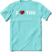 I Love You - Valentijn T-Shirt | Grappig Valentijnsdag Cadeautje voor Hem en Haar | Dames - Heren - Unisex | Kleding Cadeau | - Licht Blauw - XL