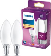 Philips energiezuinige LED Kaars Mat - 40 W - E14 - warmwit licht - 2 stuks - Bespaar op energiekosten