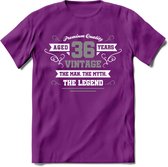 36 Jaar Legend T-Shirt | Zilver - Wit | Grappig Verjaardag en Feest Cadeau | Dames - Heren - Unisex | Kleding Kado | - Paars - XXL
