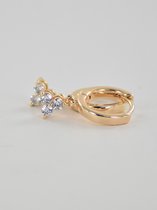 Oorring hanger 3 steentjes - goud