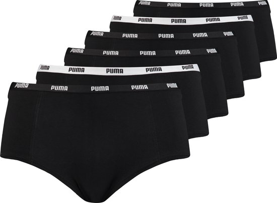 Puma 6-Pack dames mini boxershorts - M - Zwart.