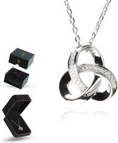 Luxore® Zilverkleurig Cirkel Ketting - Cadeautje voor Vrouw – Liefdes Verrassing - Geschenkset – Rose Goudkleurig